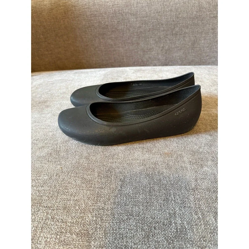 Crocs brooklyn black iconic comfort ballet flats size 8